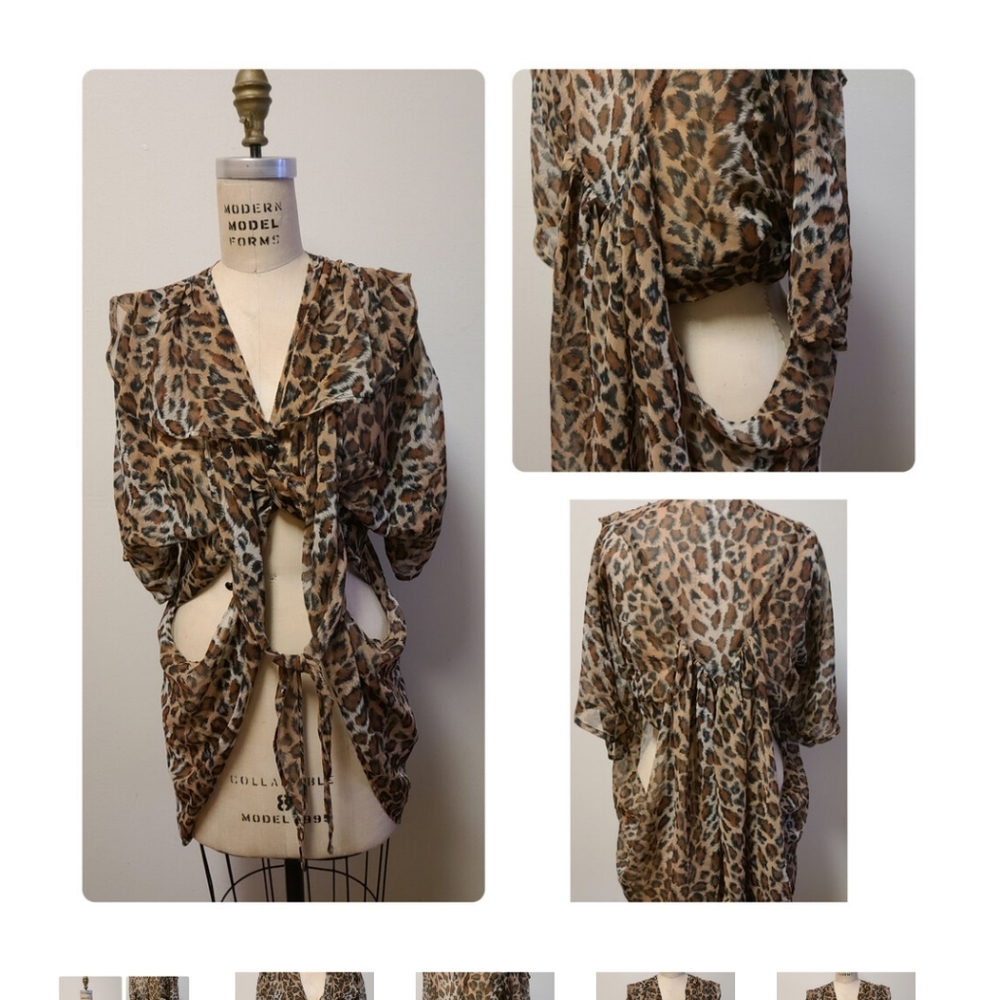 Vintage leopard cheetah sheer unique top